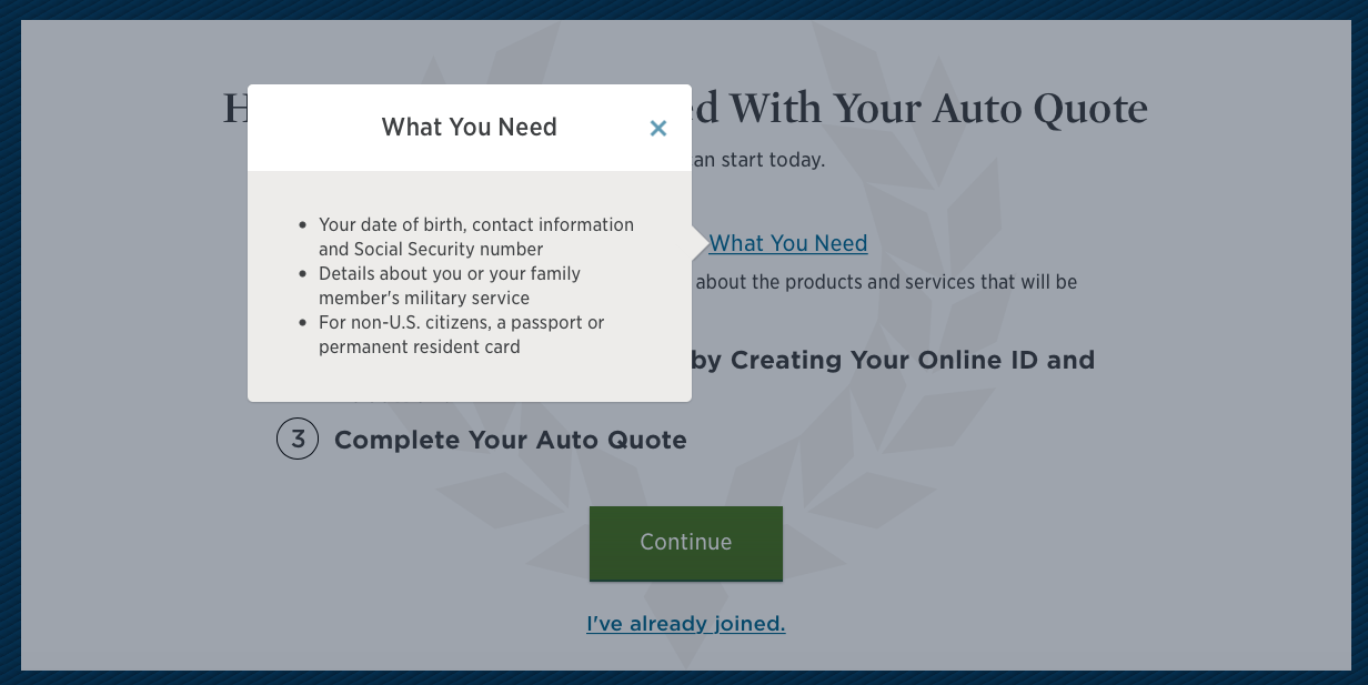 usaa what you need for your auto quote