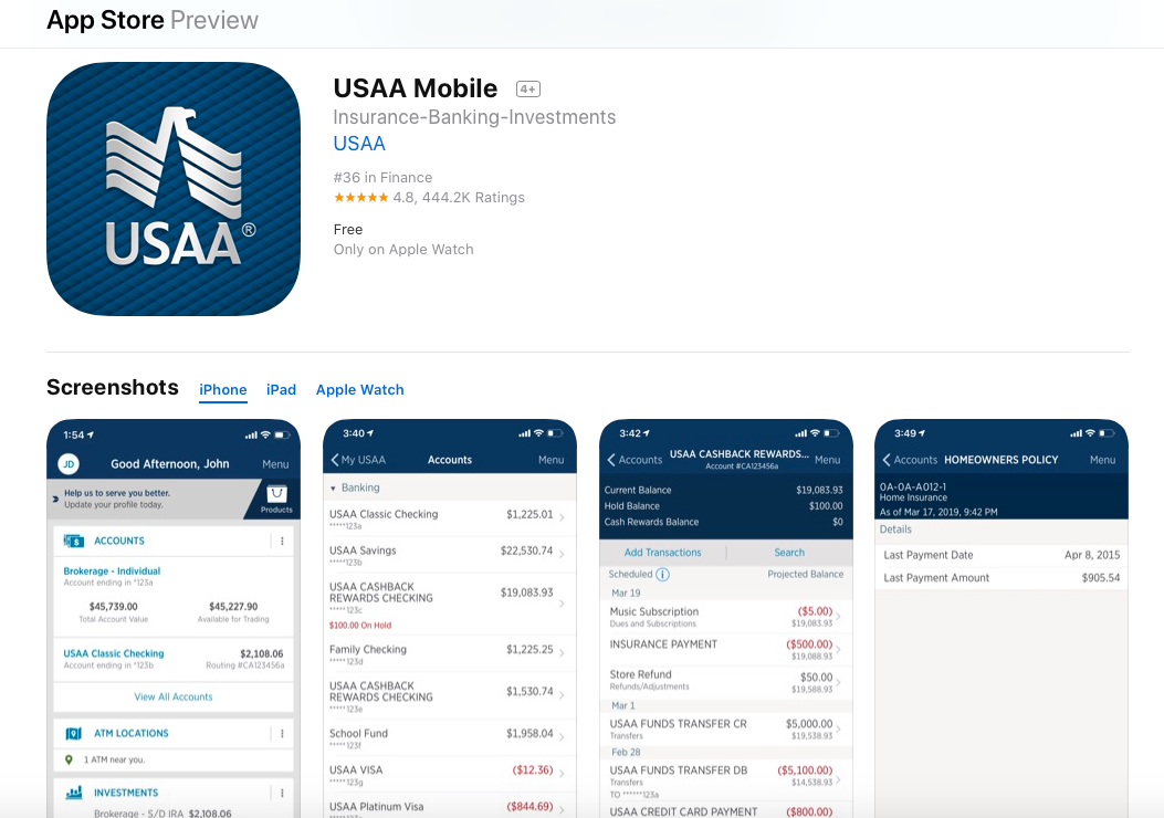 usaa mobile app on the app store