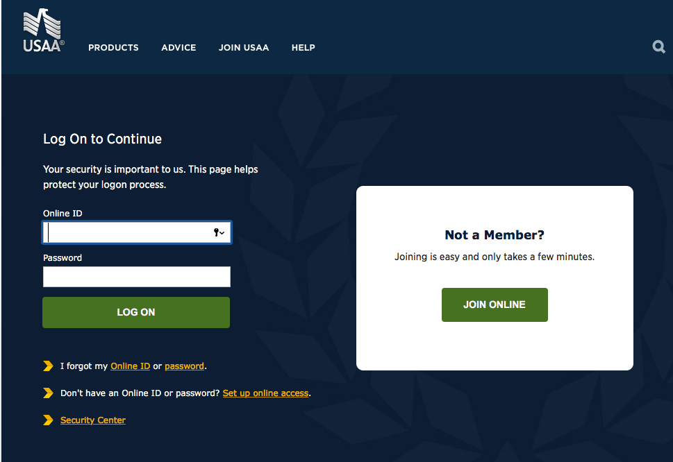 usaa create an account login page