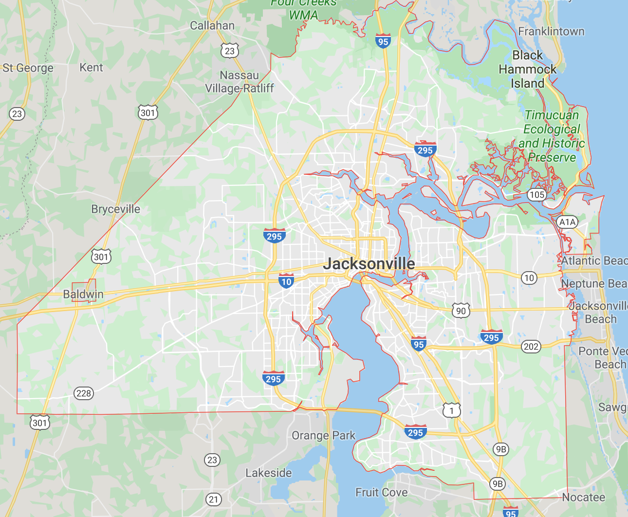 Map of Jacksonville