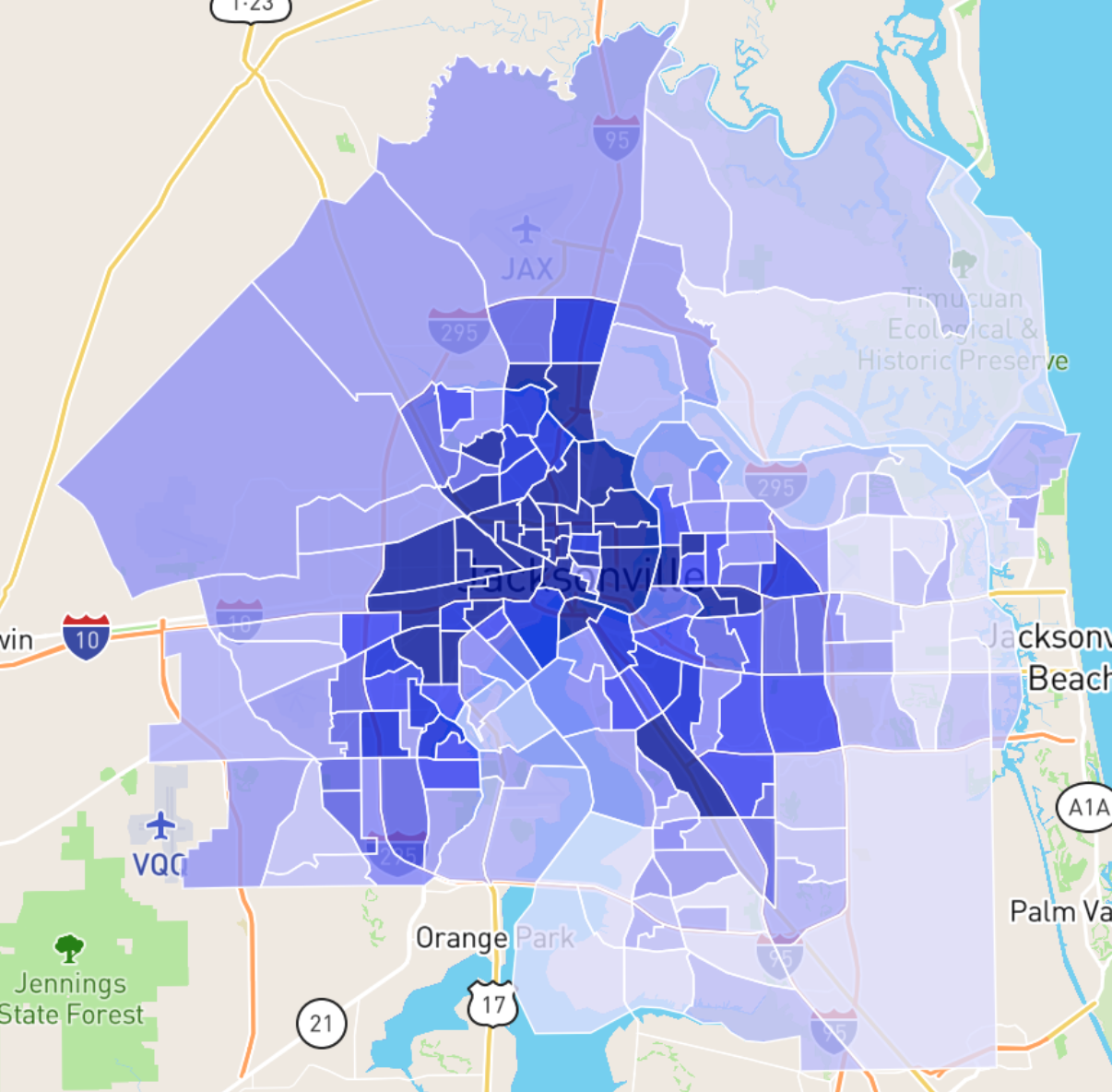 Map of crime in Jacksonville